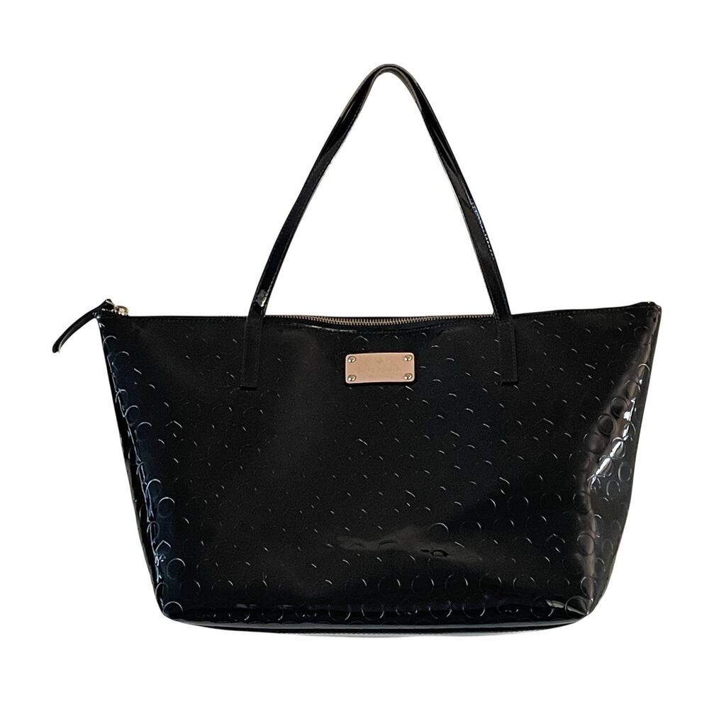 KATE SPADE New York Yaletown Sophie Black Patent Ace of Spades Zip-Top Tote Bag